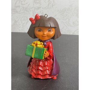 Dora The Explorer Christmas Ornament Figurine Holding Gift